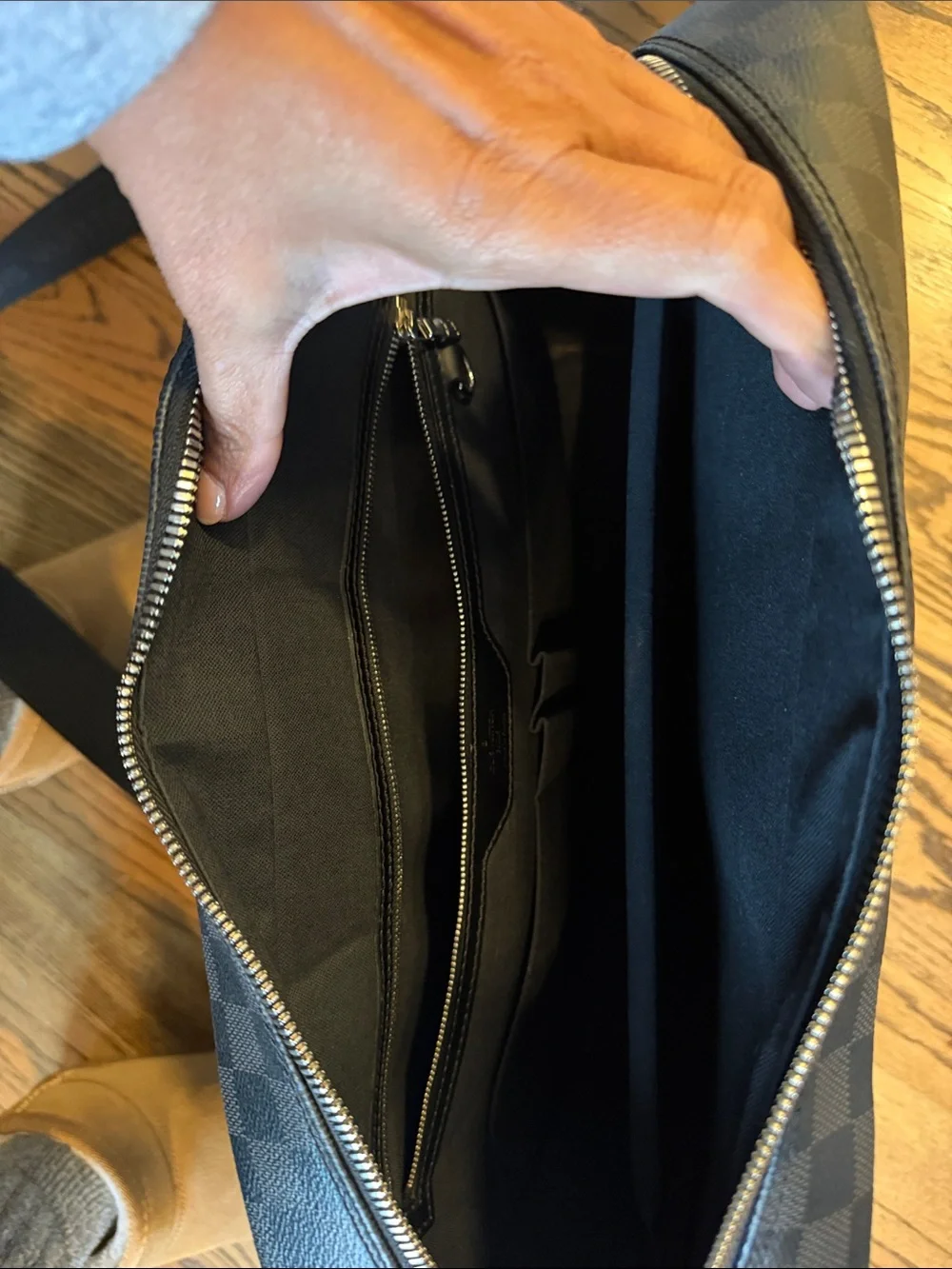 Louis Vuitton Graphite Checker Briefcase with Black Trim